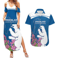 Personalized Greenland National Day Couples Matching Summer Maxi Dress and Hawaiian Shirt Polar Bear With Dwarf Fireweed