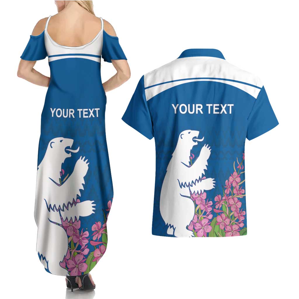 Personalized Greenland National Day Couples Matching Summer Maxi Dress and Hawaiian Shirt Polar Bear With Dwarf Fireweed