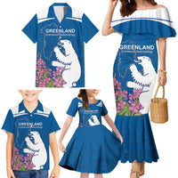 Personalized Greenland National Day Family Matching Mermaid Dress and Hawaiian Shirt Polar Bear With Dwarf Fireweed