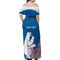Personalized Greenland National Day Family Matching Off Shoulder Maxi Dress and Hawaiian Shirt Polar Bear With Dwarf Fireweed