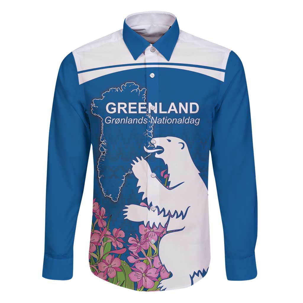 Personalized Greenland National Day Family Matching Puletasi and Hawaiian Shirt Polar Bear With Dwarf Fireweed