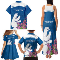 Personalized Greenland National Day Family Matching Tank Maxi Dress and Hawaiian Shirt Polar Bear With Dwarf Fireweed
