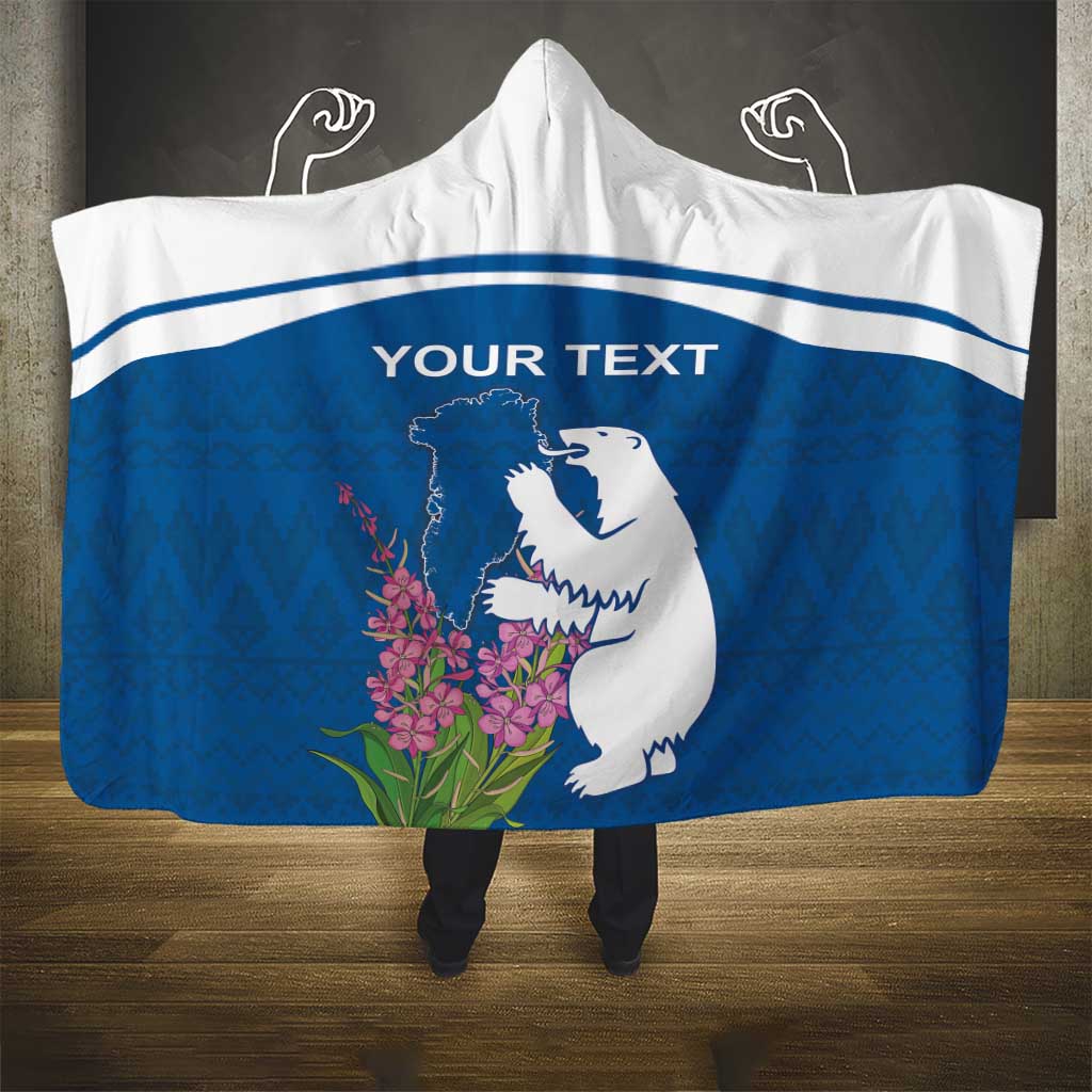 Personalized Greenland National Day Hooded Blanket Polar Bear With Dwarf Fireweed