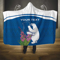 Personalized Greenland National Day Hooded Blanket Polar Bear With Dwarf Fireweed