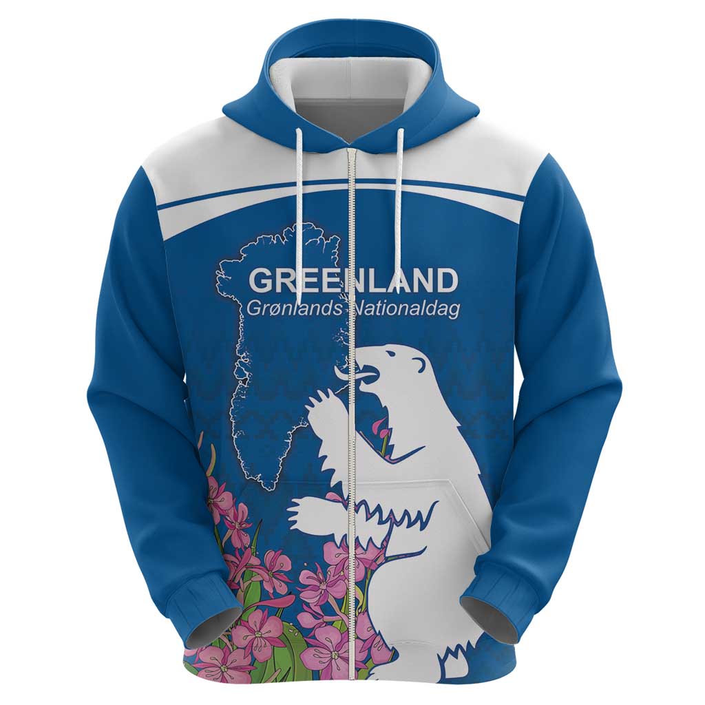 Personalized Greenland National Day Hoodie Polar Bear With Dwarf Fireweed