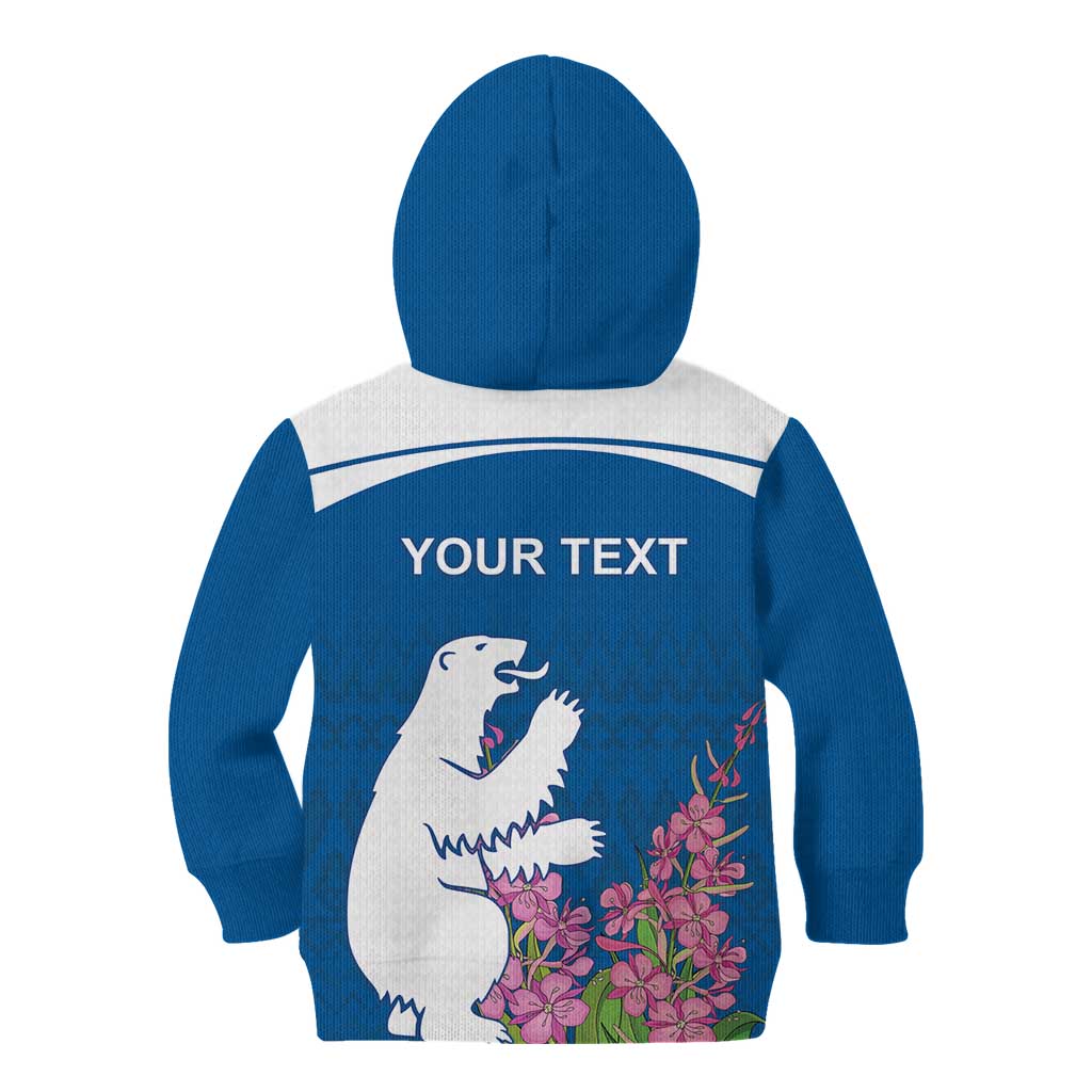Personalized Greenland National Day Kid Hoodie Polar Bear With Dwarf Fireweed