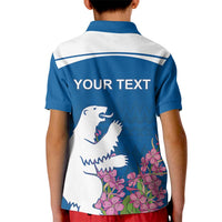 Personalized Greenland National Day Kid Polo Shirt Polar Bear With Dwarf Fireweed