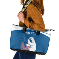 Personalized Greenland National Day Leather Tote Bag Polar Bear With Dwarf Fireweed