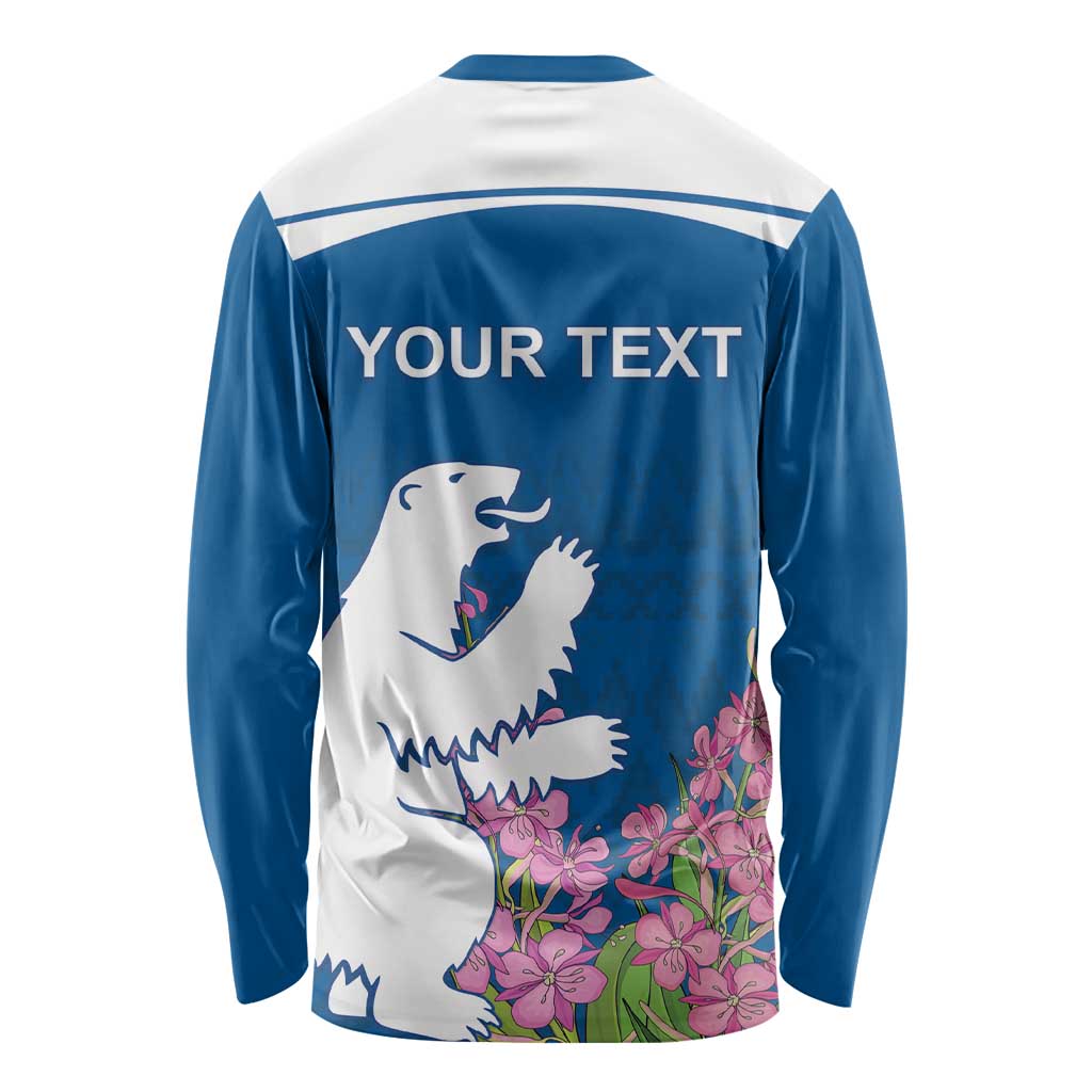 Personalized Greenland National Day Long Sleeve Shirt Polar Bear With Dwarf Fireweed