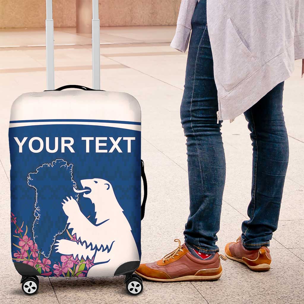 Personalized Greenland National Day Luggage Cover Polar Bear With Dwarf Fireweed