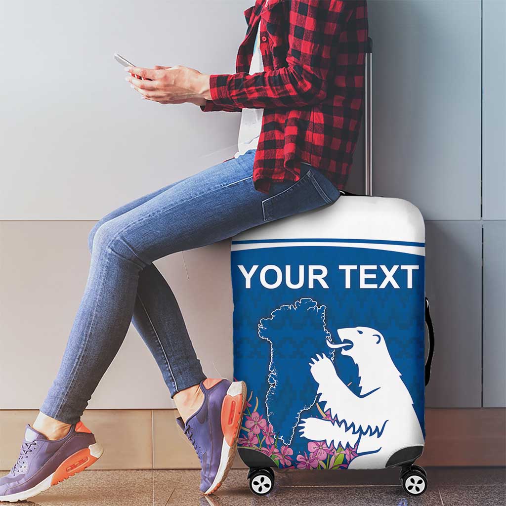 Personalized Greenland National Day Luggage Cover Polar Bear With Dwarf Fireweed