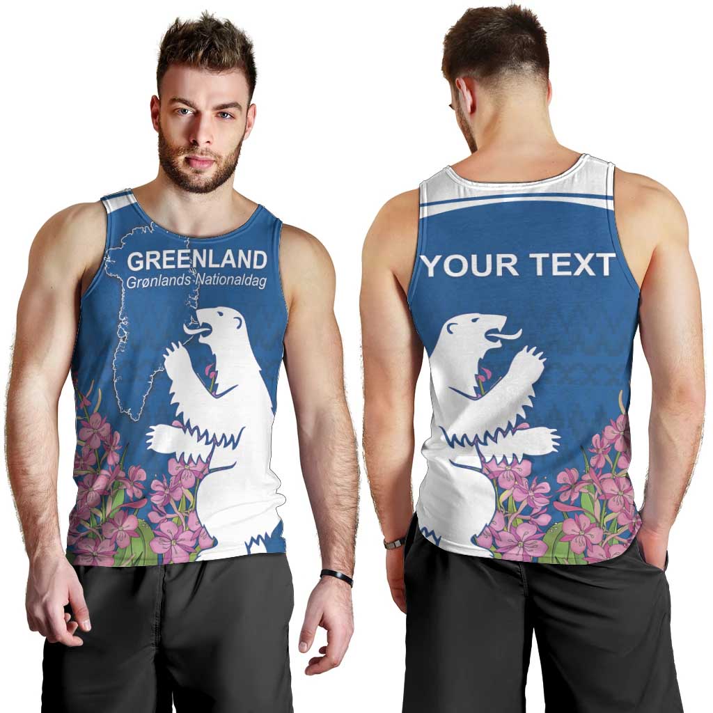 Personalized Greenland National Day Men Tank Top Polar Bear With Dwarf Fireweed