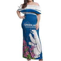 Personalized Greenland National Day Off Shoulder Maxi Dress Polar Bear With Dwarf Fireweed
