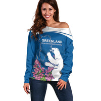 Personalized Greenland National Day Off Shoulder Sweater Polar Bear With Dwarf Fireweed