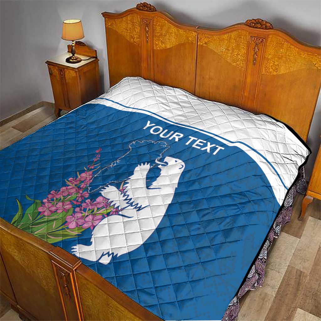 Personalized Greenland National Day Quilt Polar Bear With Dwarf Fireweed
