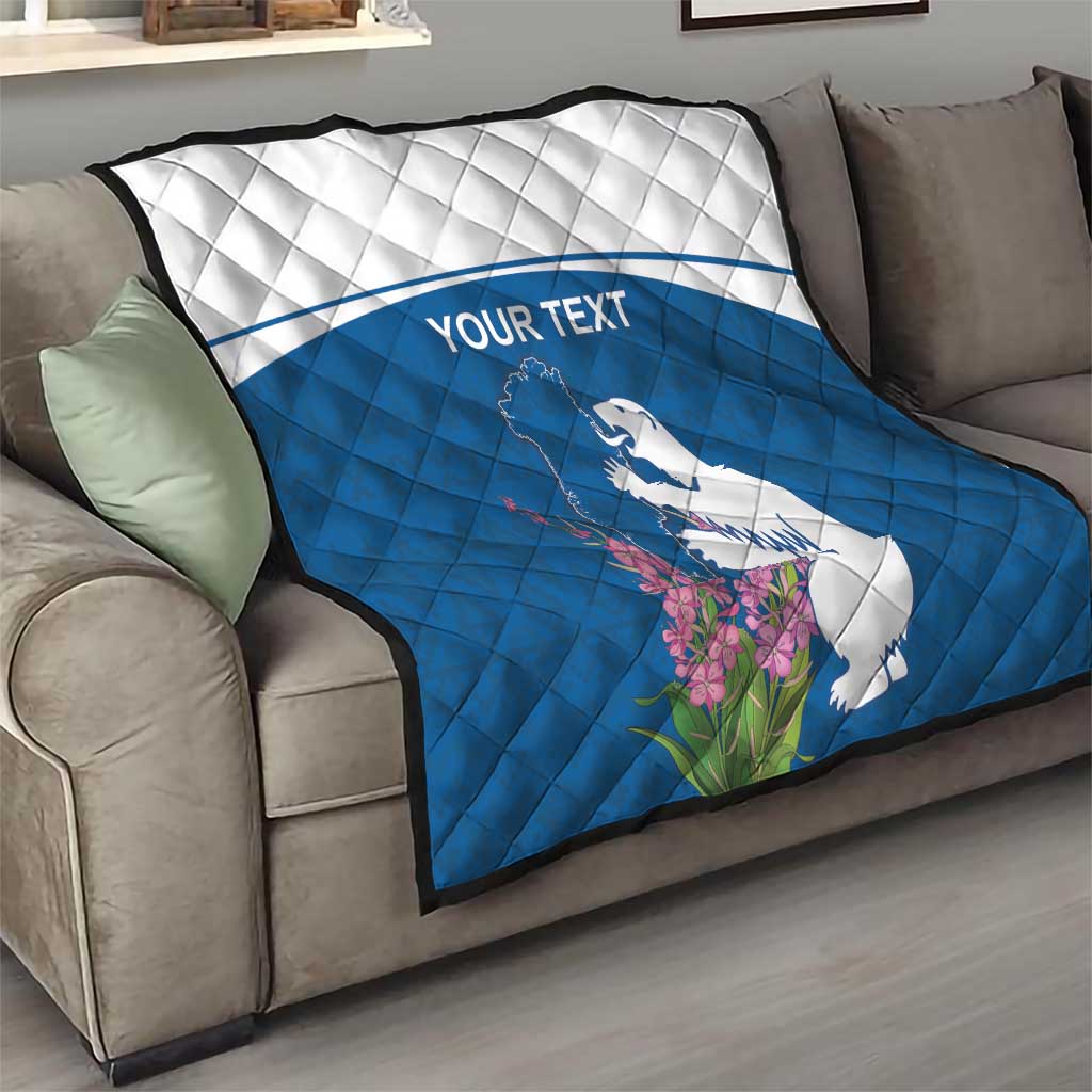 Personalized Greenland National Day Quilt Polar Bear With Dwarf Fireweed