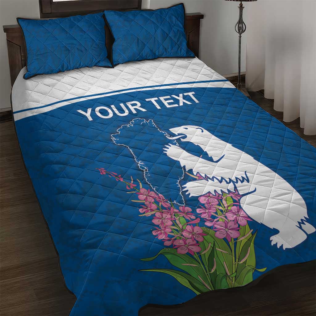 Personalized Greenland National Day Quilt Bed Set Polar Bear With Dwarf Fireweed