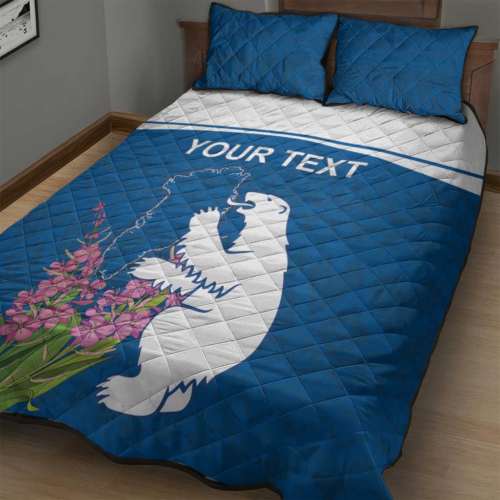 Personalized Greenland National Day Quilt Bed Set Polar Bear With Dwarf Fireweed
