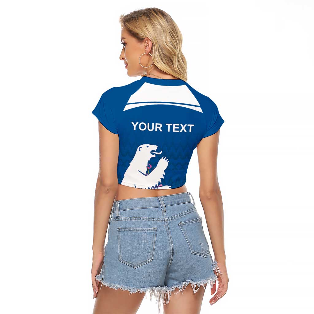 Personalized Greenland National Day Raglan Cropped T Shirt Polar Bear With Dwarf Fireweed