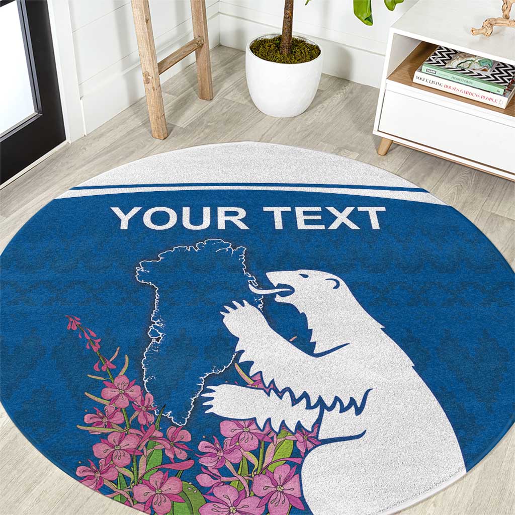 Personalized Greenland National Day Round Carpet Polar Bear With Dwarf Fireweed