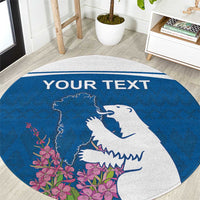 Personalized Greenland National Day Round Carpet Polar Bear With Dwarf Fireweed