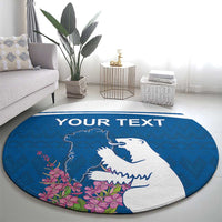 Personalized Greenland National Day Round Carpet Polar Bear With Dwarf Fireweed