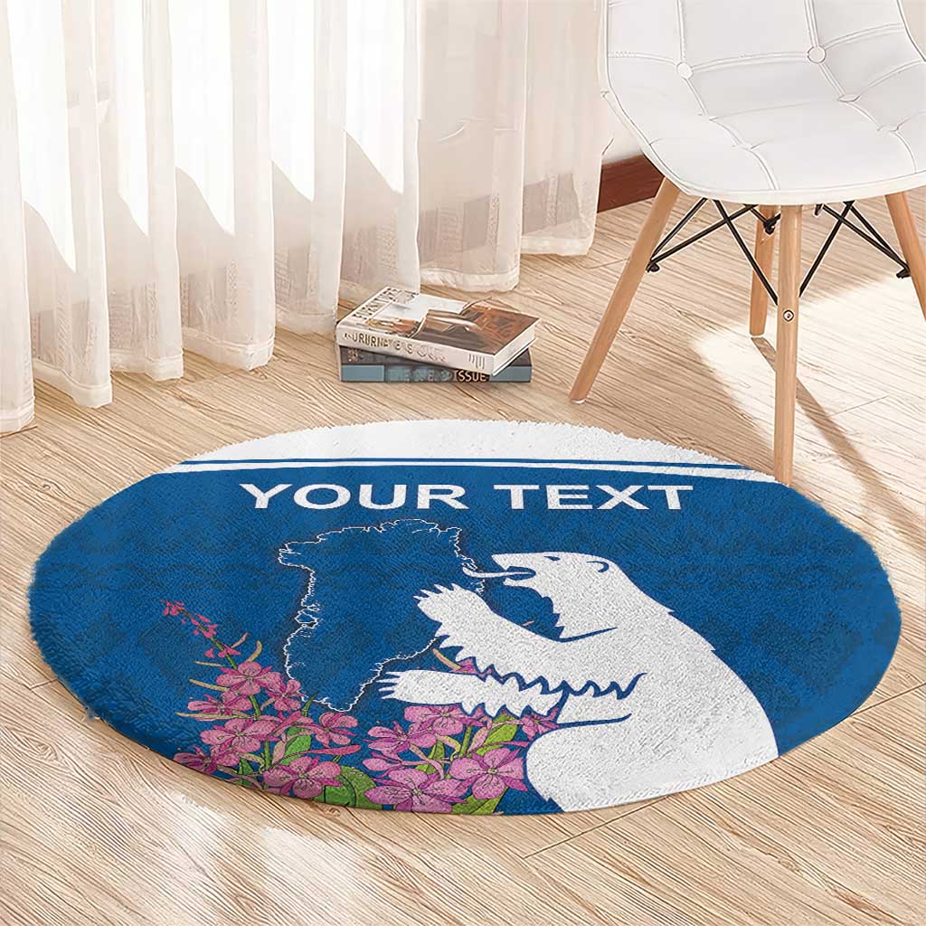 Personalized Greenland National Day Round Carpet Polar Bear With Dwarf Fireweed