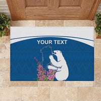 Personalized Greenland National Day Rubber Doormat Polar Bear With Dwarf Fireweed