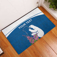 Personalized Greenland National Day Rubber Doormat Polar Bear With Dwarf Fireweed