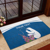 Personalized Greenland National Day Rubber Doormat Polar Bear With Dwarf Fireweed