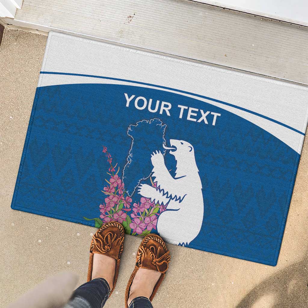 Personalized Greenland National Day Rubber Doormat Polar Bear With Dwarf Fireweed