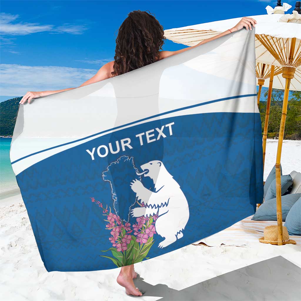 Personalized Greenland National Day Sarong Polar Bear With Dwarf Fireweed