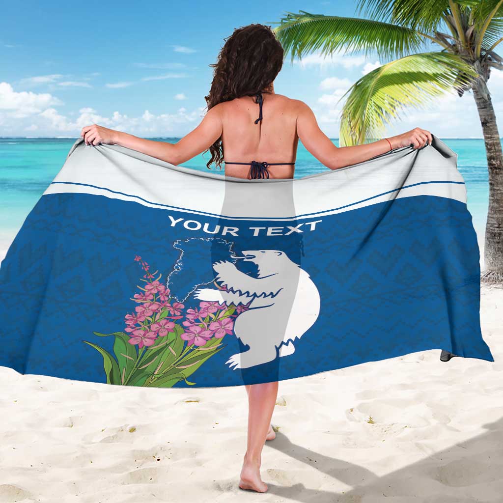 Personalized Greenland National Day Sarong Polar Bear With Dwarf Fireweed