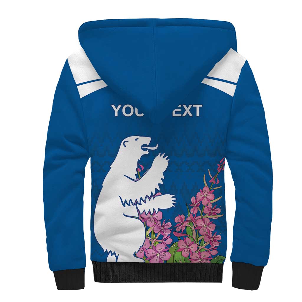 Personalized Greenland National Day Sherpa Hoodie Polar Bear With Dwarf Fireweed