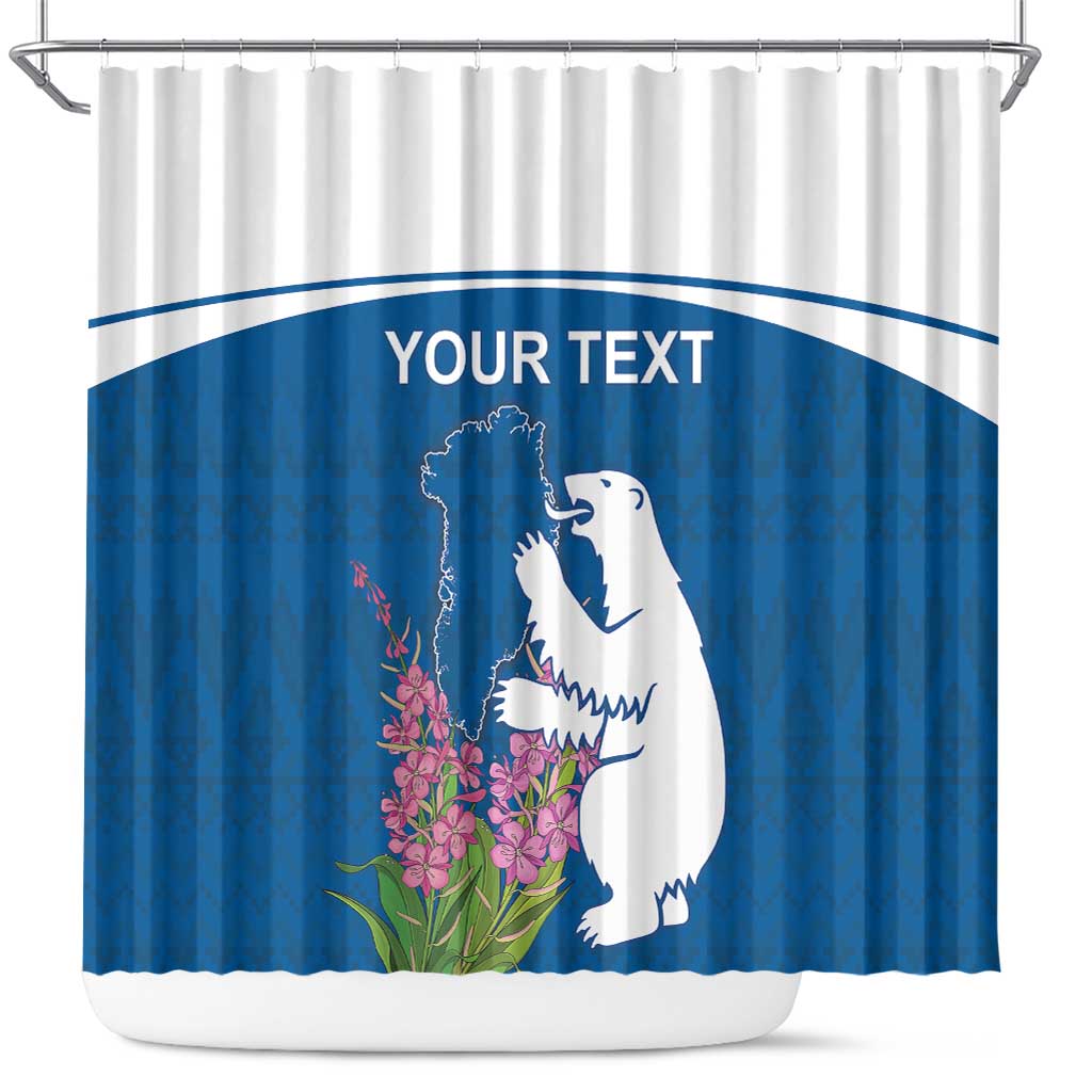 Personalized Greenland National Day Shower Curtain Polar Bear With Dwarf Fireweed