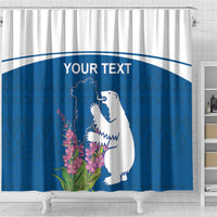 Personalized Greenland National Day Shower Curtain Polar Bear With Dwarf Fireweed