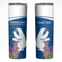 Personalized Greenland National Day Skinny Tumbler Polar Bear With Dwarf Fireweed