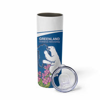 Personalized Greenland National Day Skinny Tumbler Polar Bear With Dwarf Fireweed