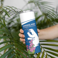 Personalized Greenland National Day Skinny Tumbler Polar Bear With Dwarf Fireweed