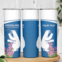 Personalized Greenland National Day Skinny Tumbler Polar Bear With Dwarf Fireweed
