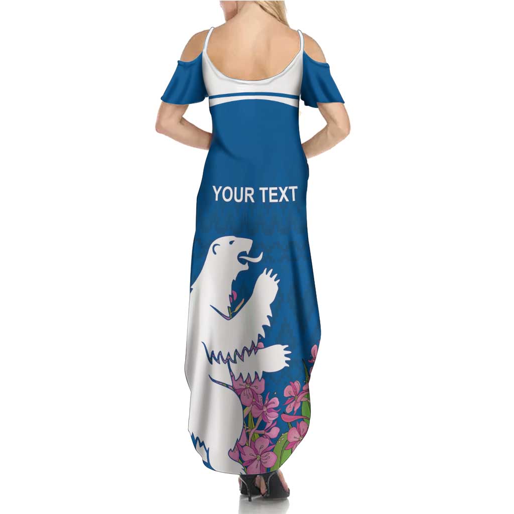 Personalized Greenland National Day Summer Maxi Dress Polar Bear With Dwarf Fireweed