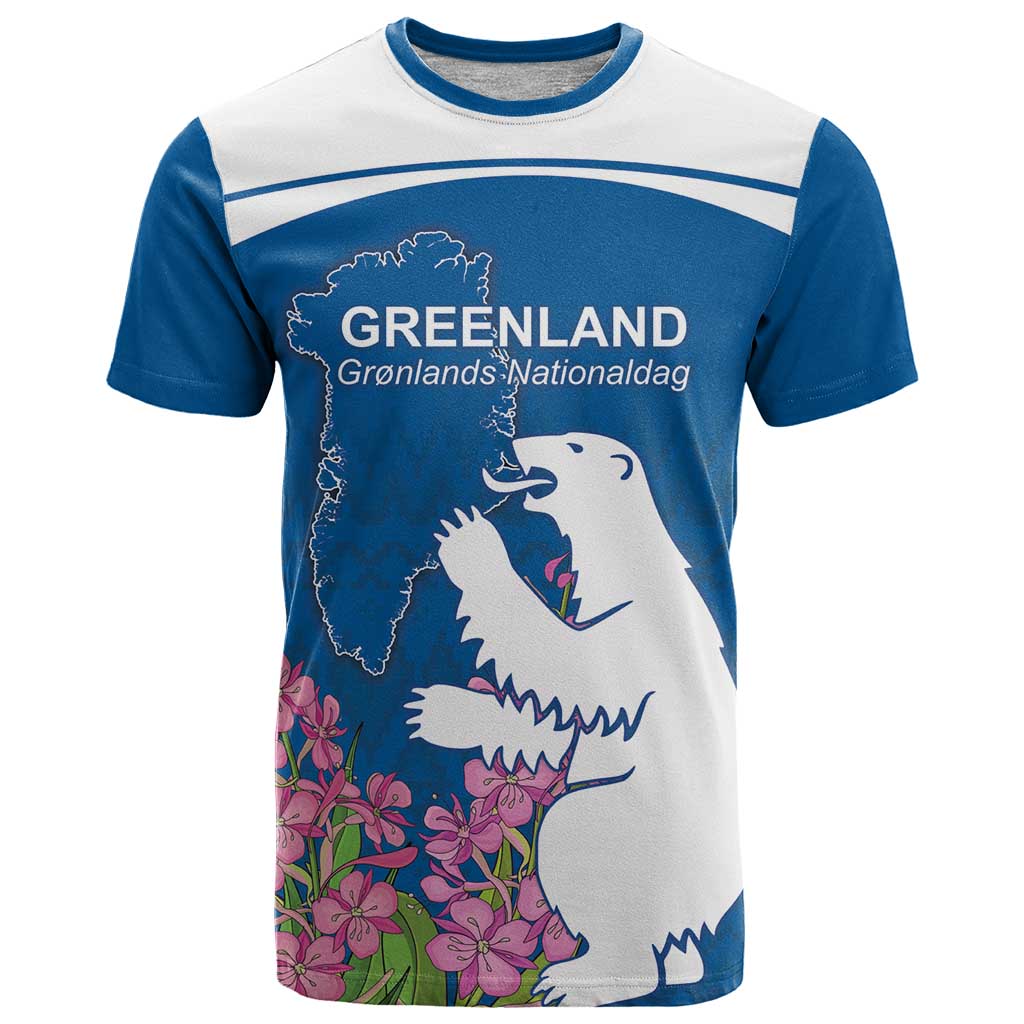 Personalized Greenland National Day T Shirt Polar Bear With Dwarf Fireweed