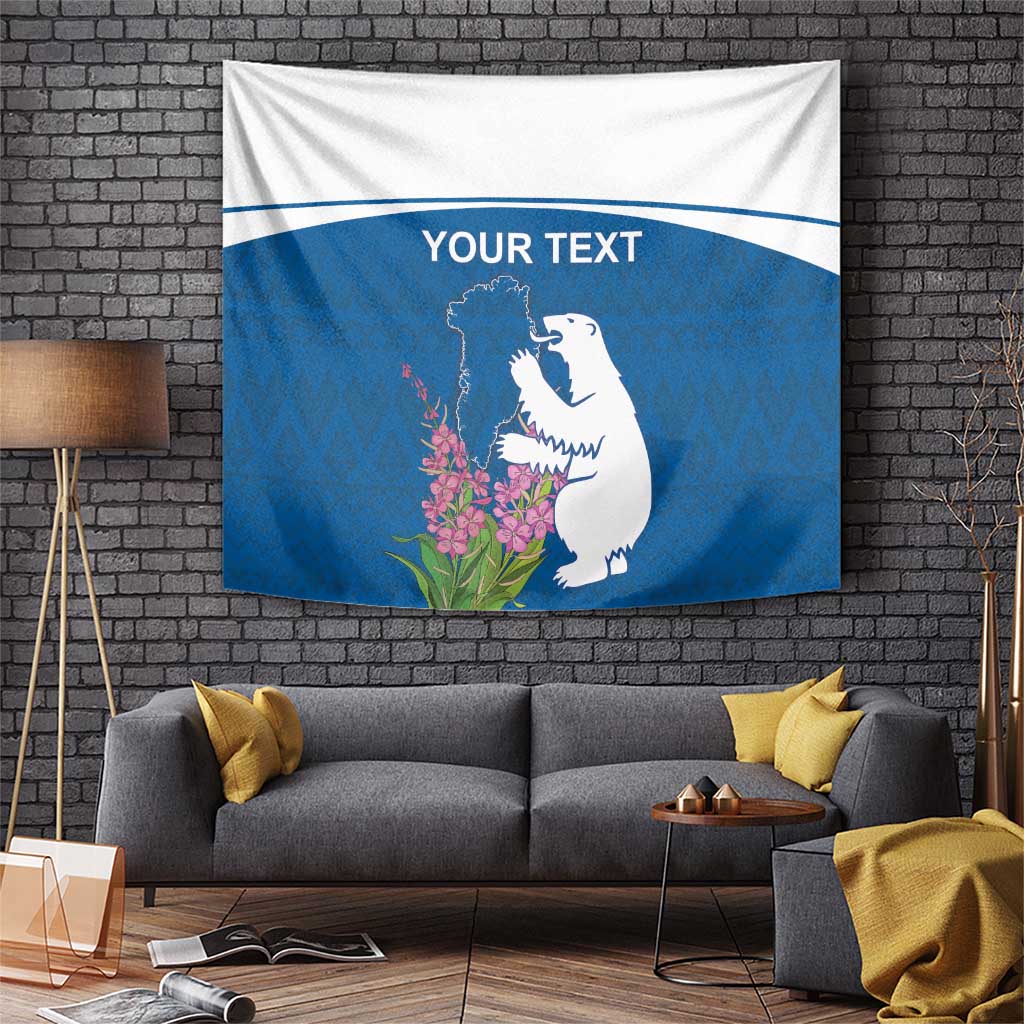 Personalized Greenland National Day Tapestry Polar Bear With Dwarf Fireweed
