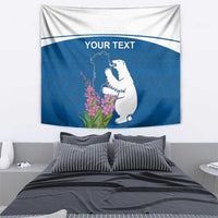 Personalized Greenland National Day Tapestry Polar Bear With Dwarf Fireweed