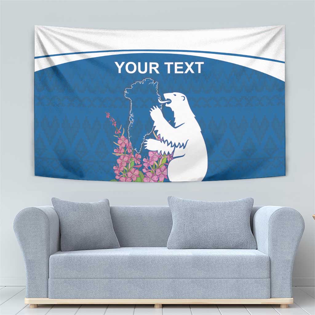 Personalized Greenland National Day Tapestry Polar Bear With Dwarf Fireweed