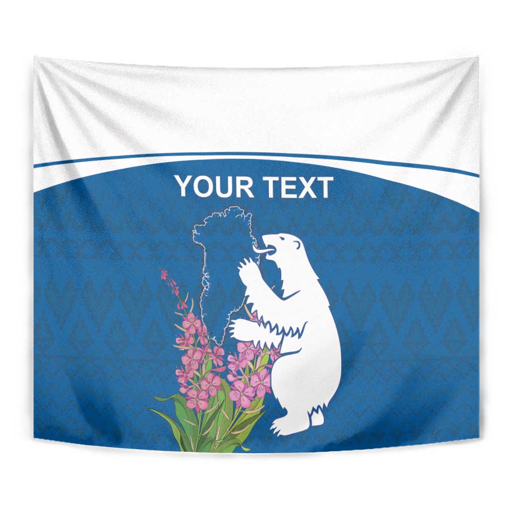 Personalized Greenland National Day Tapestry Polar Bear With Dwarf Fireweed