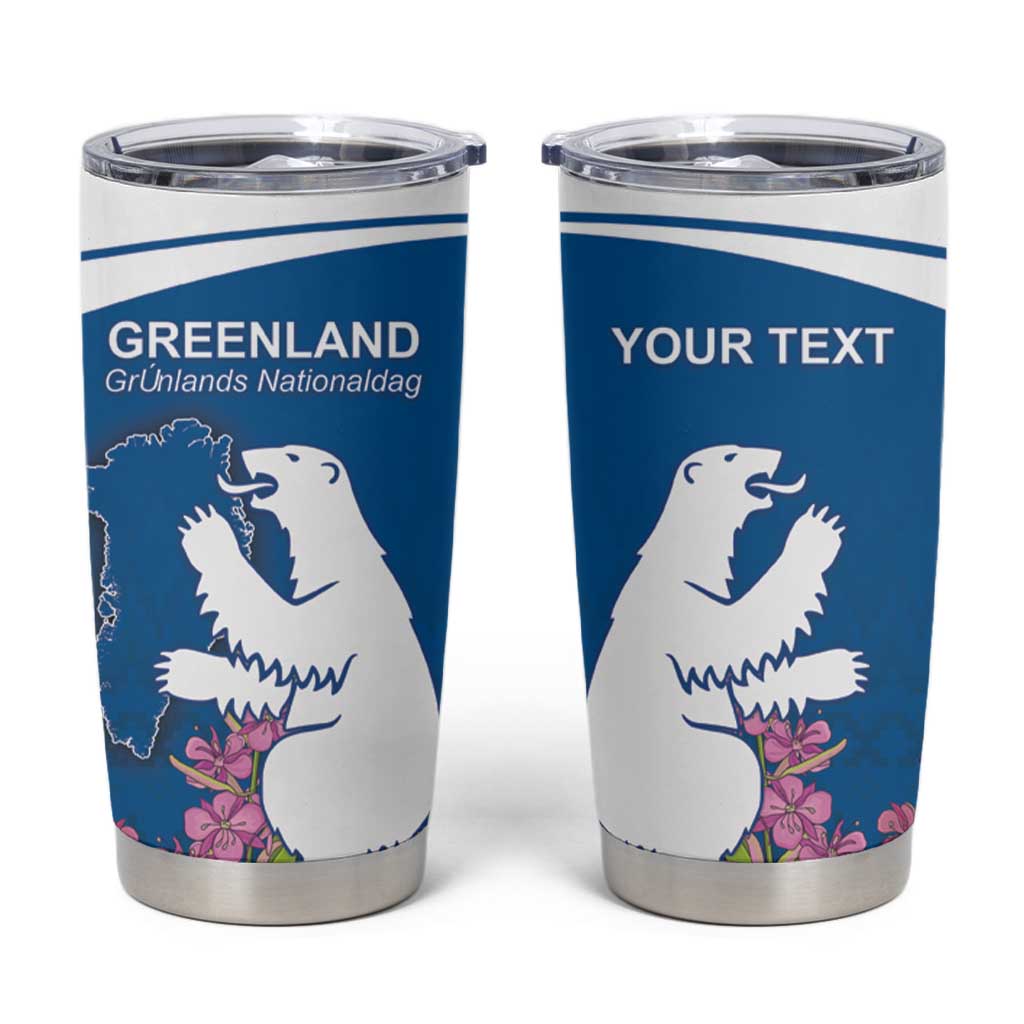 Personalized Greenland National Day Tumbler Cup Polar Bear With Dwarf Fireweed