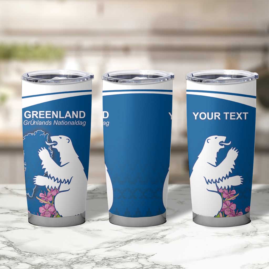 Personalized Greenland National Day Tumbler Cup Polar Bear With Dwarf Fireweed