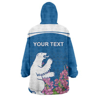 Personalized Greenland National Day Wearable Blanket Hoodie Polar Bear With Dwarf Fireweed