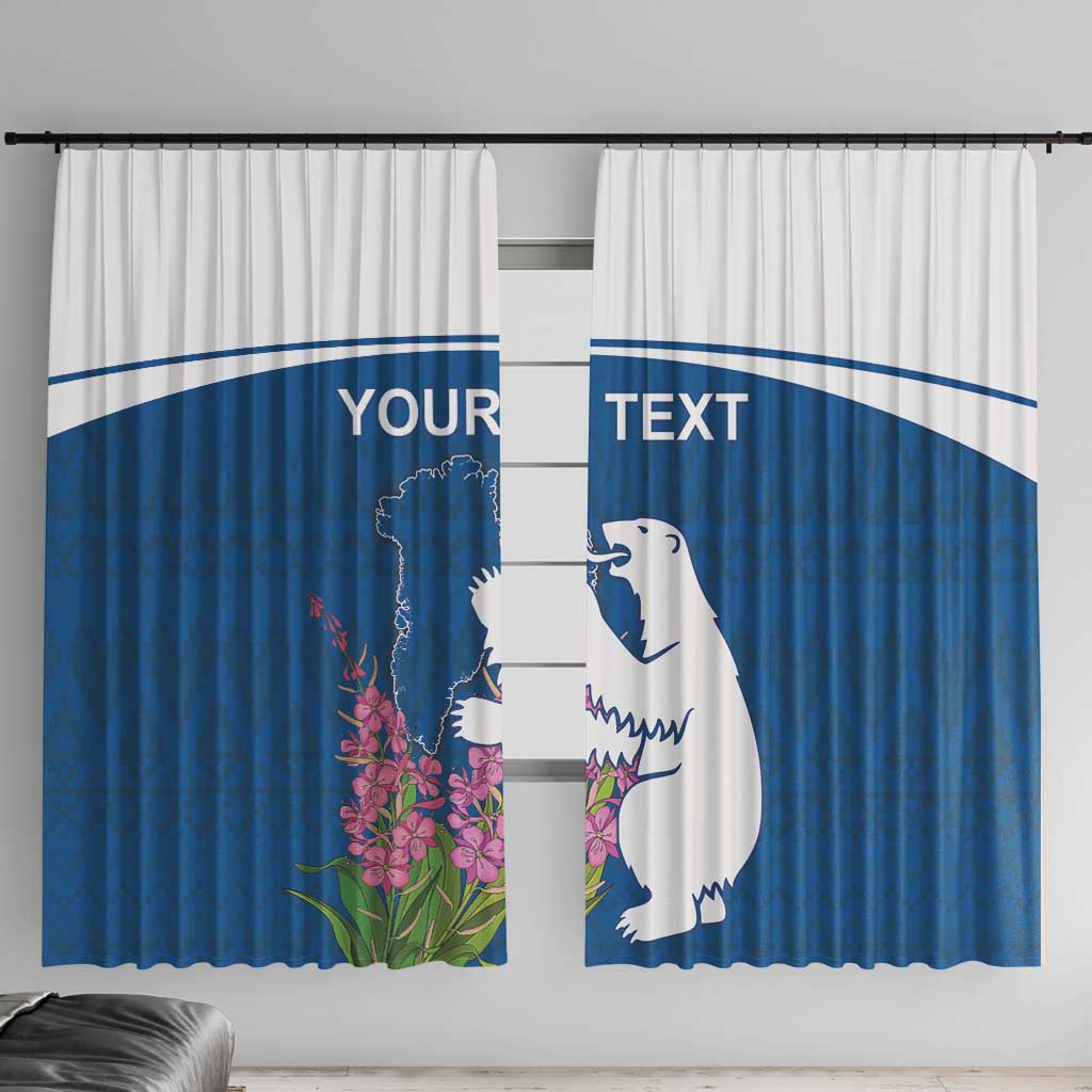Personalized Greenland National Day Window Curtain Polar Bear With Dwarf Fireweed